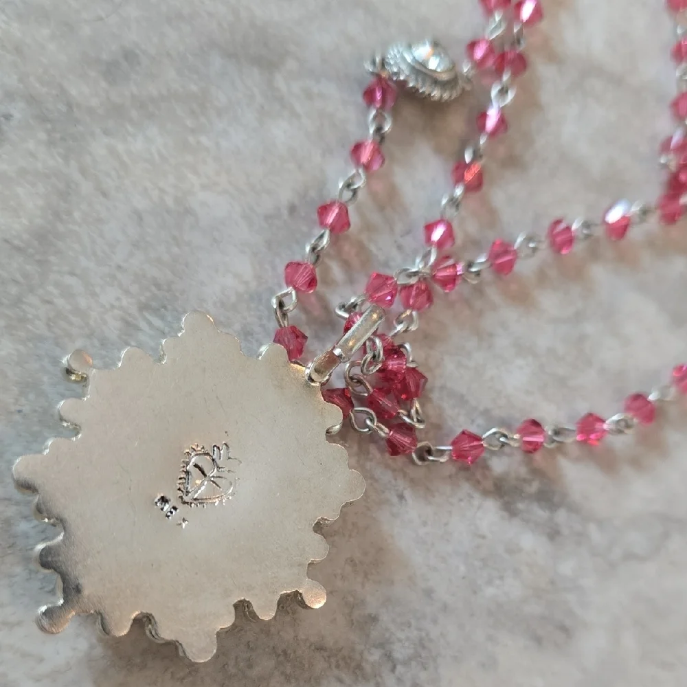 Virgins Saints & Angels Silver and Pink Heart Necklace - Picture 6 of 7